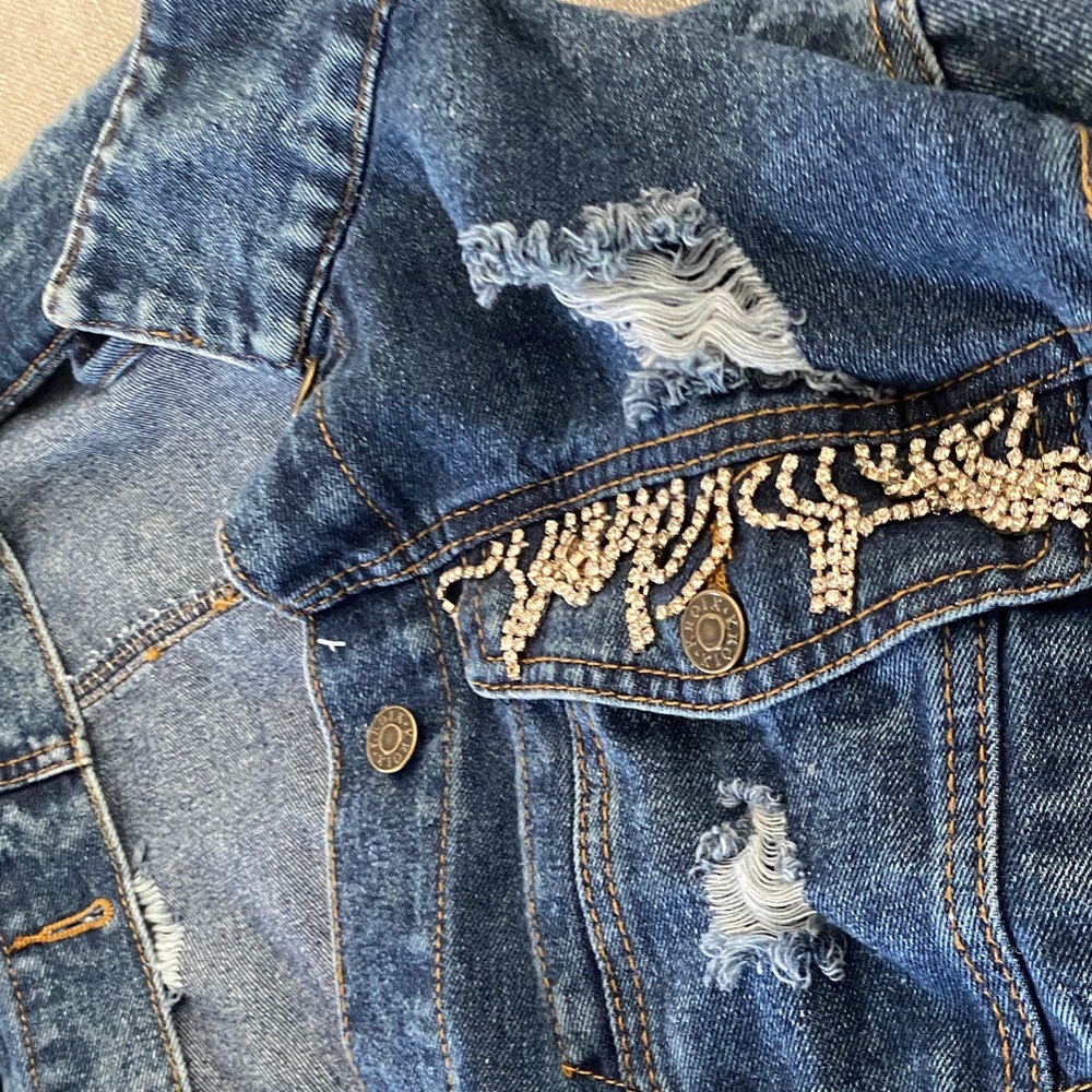Distressed Blue Jean Jacket - Picture 2 of 5